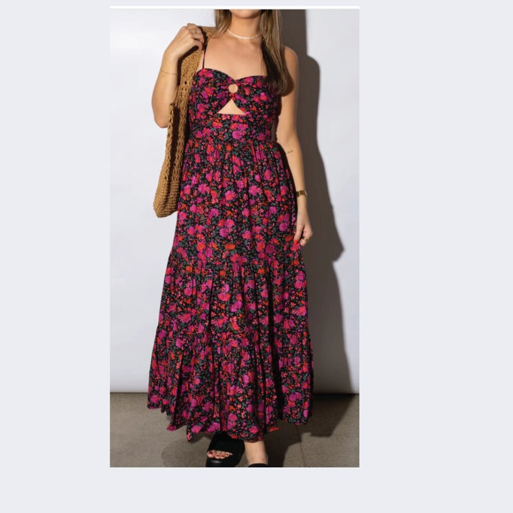 Fore FLORAL DRESS TIERED MAXI DRESS